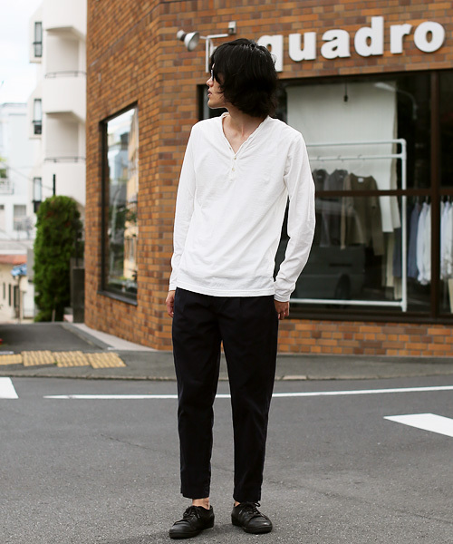 quadro（クオドロ）の「ラフィー天竺Vヘンリーネックtee（Tシャツ/カットソー・メンズ・杢グレー/ホワイト/モスグリーン/ネイビー/チャコールグレー/グレー・MEDIUM/LARGE）」の12枚目の写真