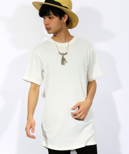 ８(eight)（エイト）の「ロング丈 半袖Tシャツ ワッフル生地 サーマル（Tシャツ/カットソー・メンズ・ブラック/ホワイト/ホワイト×ネイビー/ホワイト×ブラック/ブラック×レッド/グレー/ネイビー・LARGE/MEDIUM/X-LARGE/SMALL）」の2枚目の写真