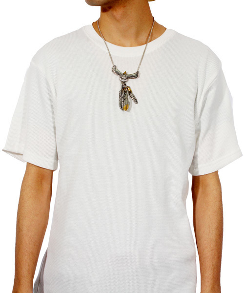 ８(eight)（エイト）の「ロング丈 半袖Tシャツ ワッフル生地 サーマル（Tシャツ/カットソー・メンズ・ブラック/ホワイト/ホワイト×ネイビー/ホワイト×ブラック/ブラック×レッド/グレー/ネイビー・LARGE/MEDIUM/X-LARGE/SMALL）」の10枚目の写真