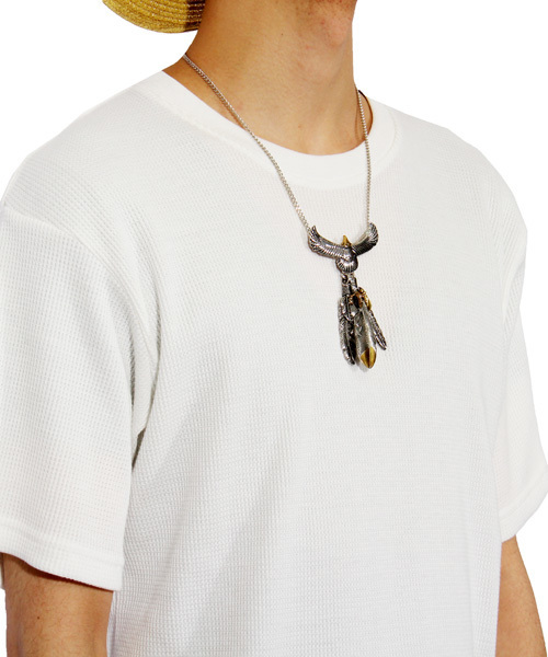 ８(eight)（エイト）の「ロング丈 半袖Tシャツ ワッフル生地 サーマル（Tシャツ/カットソー・メンズ・ブラック/ホワイト/ホワイト×ネイビー/ホワイト×ブラック/ブラック×レッド/グレー/ネイビー・LARGE/MEDIUM/X-LARGE/SMALL）」の11枚目の写真