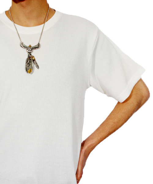 ８(eight)（エイト）の「ロング丈 半袖Tシャツ ワッフル生地 サーマル（Tシャツ/カットソー・メンズ・ブラック/ホワイト/ホワイト×ネイビー/ホワイト×ブラック/ブラック×レッド/グレー/ネイビー・LARGE/MEDIUM/X-LARGE/SMALL）」の12枚目の写真