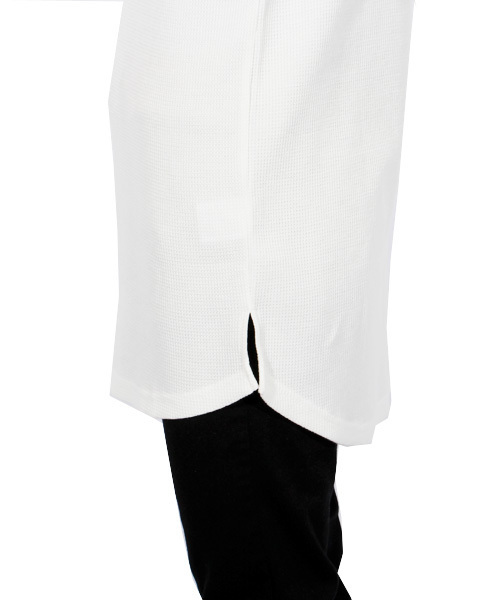 ８(eight)（エイト）の「ロング丈 半袖Tシャツ ワッフル生地 サーマル（Tシャツ/カットソー・メンズ・ブラック/ホワイト/ホワイト×ネイビー/ホワイト×ブラック/ブラック×レッド/グレー/ネイビー・LARGE/MEDIUM/X-LARGE/SMALL）」の14枚目の写真