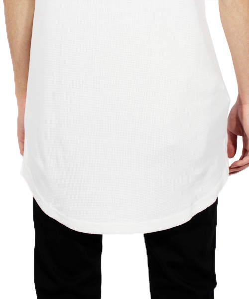 ８(eight)（エイト）の「ロング丈 半袖Tシャツ ワッフル生地 サーマル（Tシャツ/カットソー・メンズ・ブラック/ホワイト/ホワイト×ネイビー/ホワイト×ブラック/ブラック×レッド/グレー/ネイビー・LARGE/MEDIUM/X-LARGE/SMALL）」の18枚目の写真