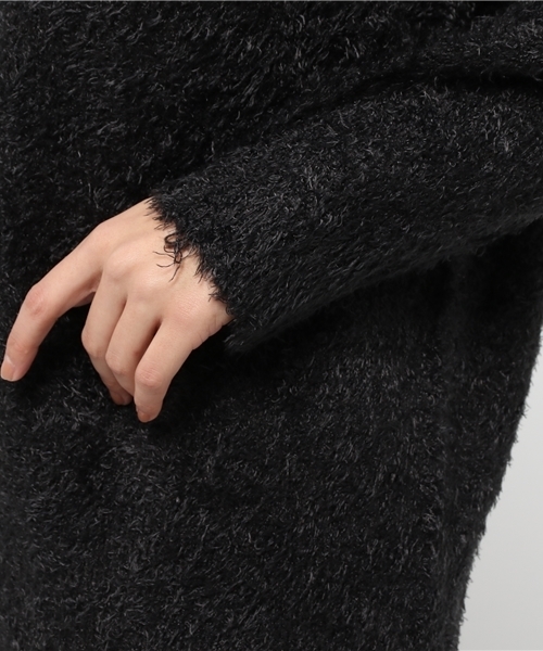 Re:EDIT（リエディ）の「[リエディ]襟レースシャギーニットチュニックトップス/ニットトップス（ニット/セーター・レディース・ピンク/ブラック/ネイビー/グレー・LARGE/MEDIUM）」の9枚目の写真