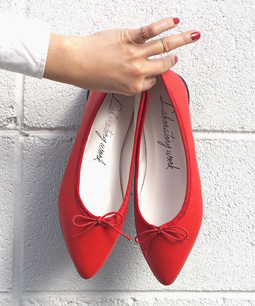 laboratory work（ラボラトリーワーク）の「ポインテッドバレエシューズ（バレエシューズ・レディース・ライトグリーン/レッド/ブラック・MEDIUM/LARGE）」の3枚目の写真