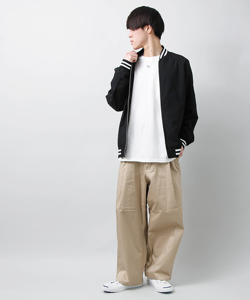 WEGO(ウィゴー)の「WEGO/ストレッチサテンバギーパンツ(チノパンツ・メンズ・ネイビー/ベージュ・LARGE/MEDIUM)」の3枚目の写真