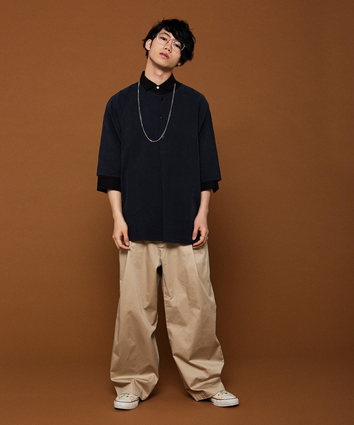 WEGO(ウィゴー)の「WEGO/ストレッチサテンバギーパンツ(チノパンツ・メンズ・ネイビー/ベージュ・LARGE/MEDIUM)」の22枚目の写真