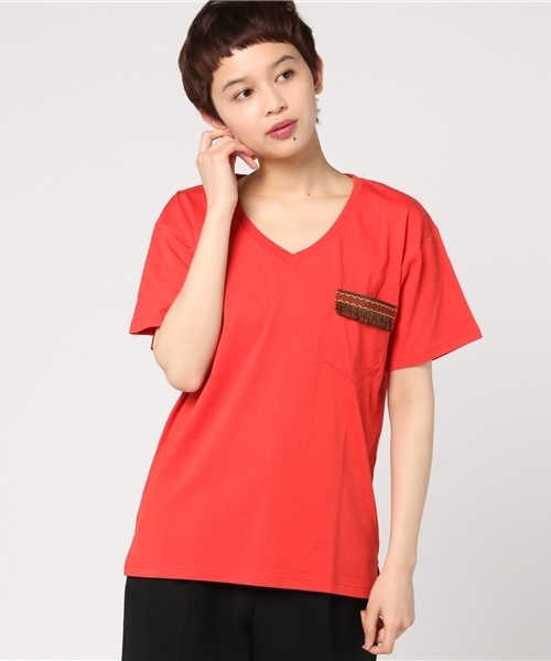 VENCEEXCHANGE(ヴァンスエクスチェンジ)の「シルケット刺繍テープT (Tシャツ/カットソー・レディース・オフホワイト/その他21/オリーブ・MEDIUM)」の14枚目の写真