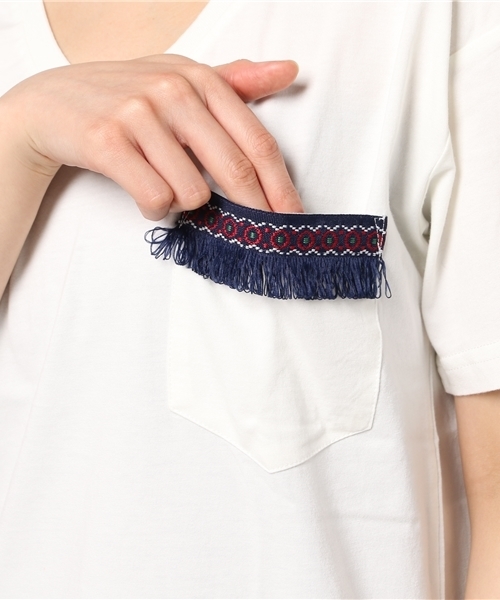 VENCEEXCHANGE(ヴァンスエクスチェンジ)の「シルケット刺繍テープT (Tシャツ/カットソー・レディース・オフホワイト/その他21/オリーブ・MEDIUM)」の10枚目の写真