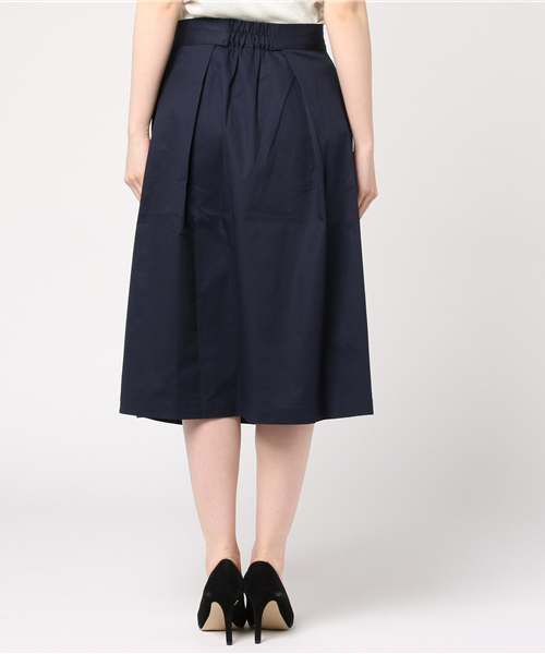 Re:EDIT（リエディ）の「[ウエストリボンがスタイリングのアクセントに。]ウエストリボンフレアスカートボトムス/スカート/膝丈・ミモレ丈（51～65cm）[リエディ]（スカート・レディース・ブルー/ネイビー/レッド/グリーン/ベージュ/マスタード・SMALL/LARGE/MEDIUM）」の10枚目の写真