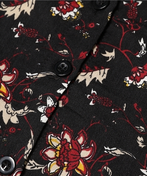 Re:EDIT（リエディ）の「[レトロな色使いでヴィンテージライクに華を添える]ヴィンテージ花柄ガウンワンピースワンピース/ワンピース/83～114cm[リエディ]（ワンピース・レディース・マスタード/グリーン/ブラック/ブラウン・MEDIUM）」の12枚目の写真