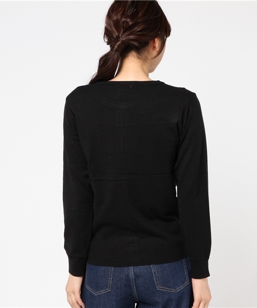 Honeys(ハニーズ)の「ベーシックなクルーネックカーディガン(カーディガン/ボレロ・レディース・ネイビー/ボルドー/マスタード/グリーン/杢グレー/オレンジ/ベージュ系その他/ブラック・L/M/LL)」の11枚目の写真