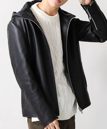 WEGO | WEGO/エコレザーフードライダースジャケット(ライダースジャケット)