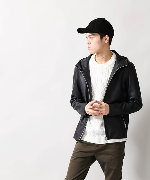 WEGO（ウィゴー）の「WEGO/フェイクレザーフードライダースジャケット（ライダースジャケット・メンズ・ブラック・MEDIUM/LARGE）」の13枚目の写真