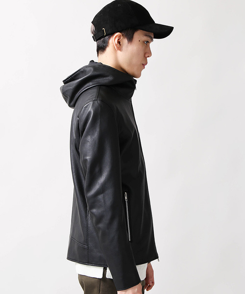 WEGO（ウィゴー）の「WEGO/フェイクレザーフードライダースジャケット（ライダースジャケット・メンズ・ブラック・MEDIUM/LARGE）」の9枚目の写真