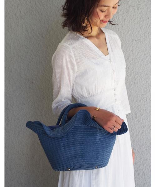 Jewel Changes（ジュエルチェンジズ）の「JC 18SS フリルカゴバッグ（かごバッグ・レディース・ベージュ/レッド/ロイヤルブルー・FREE）」の3枚目の写真