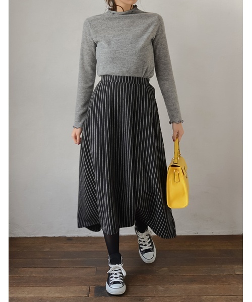 Re:EDIT（リエディ）の「選べる3パターンウールタッチバックロングフレアスカート（スカート・レディース・ブラック/ベージュ/グレー/カーキ/ネイビー/ブラック×ホワイト/グレー×ホワイト/グレー系その他/ブルー系その他・SMALL/MEDIUM/LARGE）」の20枚目の写真