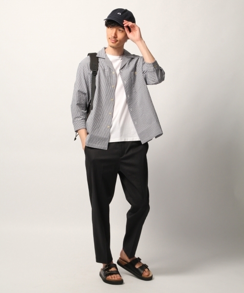 GLOBAL WORK（グローバルワーク）の「【吸水速乾】コンフォートオープンカラー7分袖/788916（シャツ/ブラウス・メンズ・ホワイト/ネイビー/グリーン・MEDIUM/LARGE）」の4枚目の写真