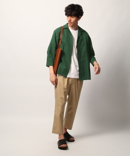 GLOBAL WORK（グローバルワーク）の「【吸水速乾】コンフォートオープンカラー7分袖/788916（シャツ/ブラウス・メンズ・ホワイト/ネイビー/グリーン・MEDIUM/LARGE）」の5枚目の写真