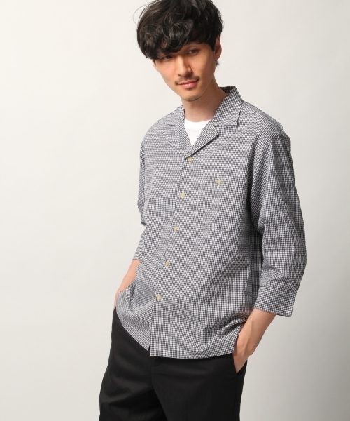 GLOBAL WORK（グローバルワーク）の「【吸水速乾】コンフォートオープンカラー7分袖/788916（シャツ/ブラウス・メンズ・ホワイト/ネイビー/グリーン・MEDIUM/LARGE）」の7枚目の写真