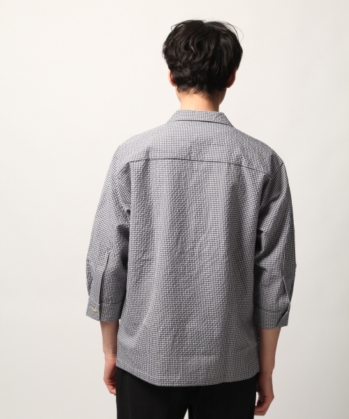 GLOBAL WORK（グローバルワーク）の「【吸水速乾】コンフォートオープンカラー7分袖/788916（シャツ/ブラウス・メンズ・ホワイト/ネイビー/グリーン・MEDIUM/LARGE）」の9枚目の写真