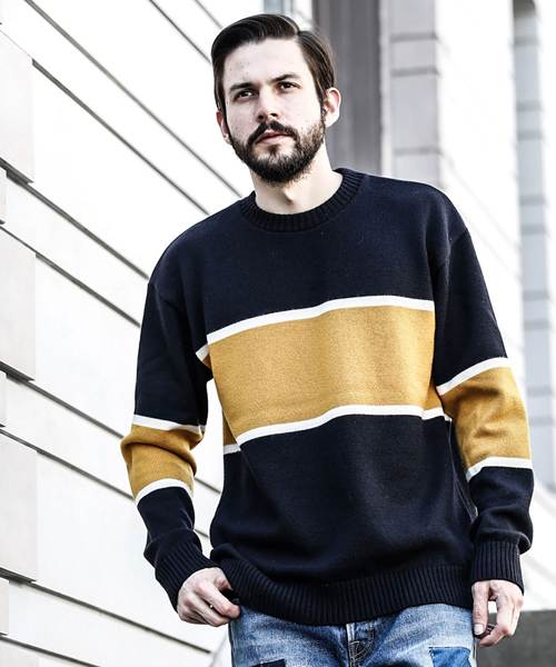 MR.OLIVE（ミスターオリーブ）の「7G SOFT WOOL KNIT / BIG SILHOUTTE RUGBY SWEATER（ニット/セーター・メンズ・ブラック/ネイビー/ブラウン・SMALL/MEDIUM/LARGE）」の3枚目の写真