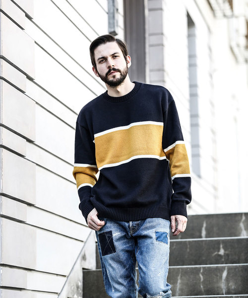 MR.OLIVE（ミスターオリーブ）の「7G SOFT WOOL KNIT / BIG SILHOUTTE RUGBY SWEATER（ニット/セーター・メンズ・ブラック/ネイビー/ブラウン・SMALL/MEDIUM/LARGE）」の13枚目の写真