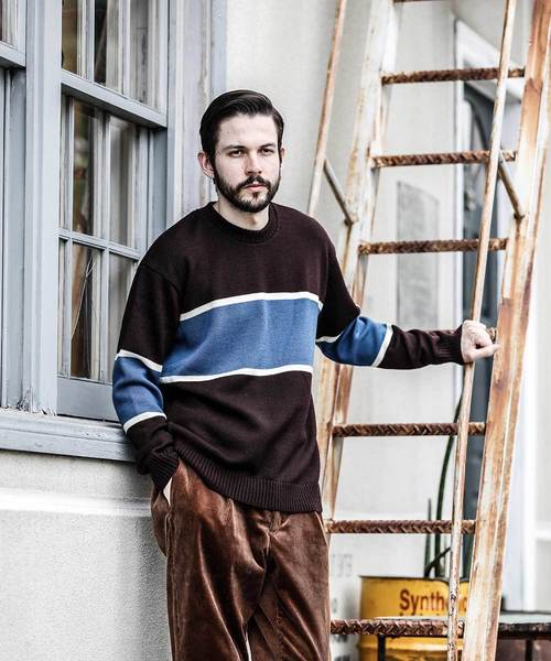 MR.OLIVE（ミスターオリーブ）の「7G SOFT WOOL KNIT / BIG SILHOUTTE RUGBY SWEATER（ニット/セーター・メンズ・ブラック/ネイビー/ブラウン・SMALL/MEDIUM/LARGE）」の15枚目の写真