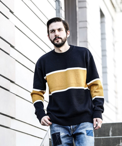 MR.OLIVE（ミスターオリーブ）の「7G SOFT WOOL KNIT / BIG SILHOUTTE RUGBY SWEATER（ニット/セーター・メンズ・ブラック/ネイビー/ブラウン・SMALL/MEDIUM/LARGE）」の14枚目の写真