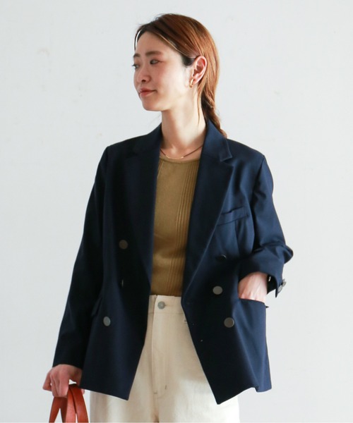 NOMBRE IMPAIR(ノンブルアンペール)の「トリコチンストレッチ Wブレストジャケット(テーラードジャケット)」|ネイビー