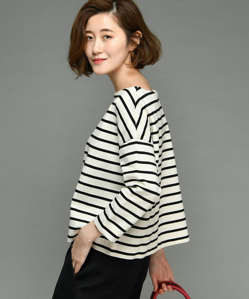 RIVE DROITE（リヴドロワ）の「ポンチボーダーカットソー（Tシャツ/カットソー・レディース・ホワイト/ブラック・FREE）」の2枚目の写真