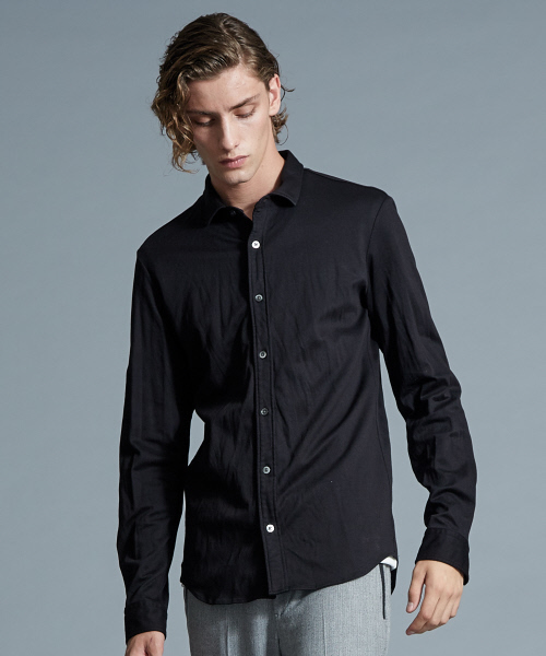 5351 POUR LES HOMMES（ゴーサンゴーイチプールオム）の「ヘリンボーンジャージーシャツ（シャツ/ブラウス・メンズ・ブラック・44/46/48/50）」の3枚目の写真