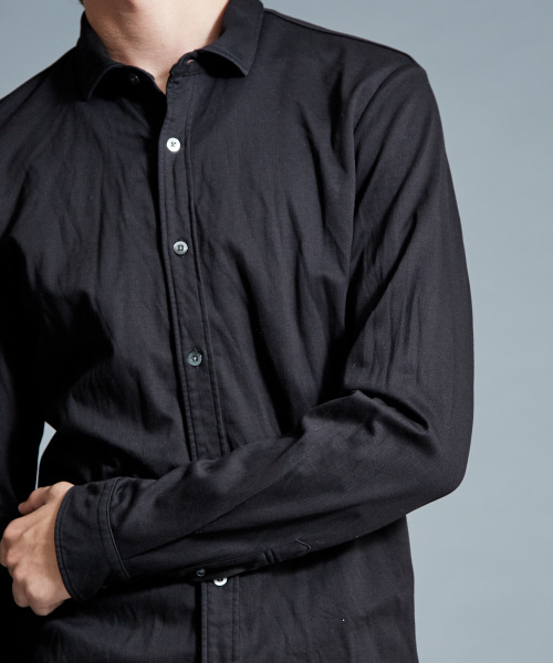 5351 POUR LES HOMMES（ゴーサンゴーイチプールオム）の「ヘリンボーンジャージーシャツ（シャツ/ブラウス・メンズ・ブラック・44/46/48/50）」の7枚目の写真