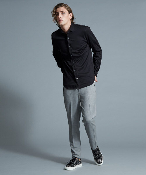 5351 POUR LES HOMMES（ゴーサンゴーイチプールオム）の「ヘリンボーンジャージーシャツ（シャツ/ブラウス・メンズ・ブラック・44/46/48/50）」の12枚目の写真