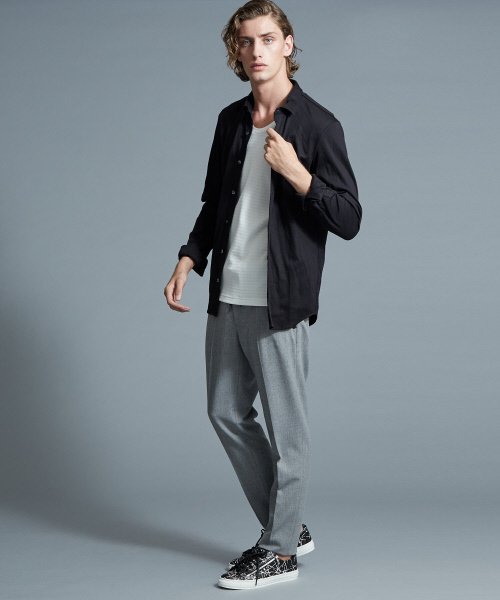 5351 POUR LES HOMMES（ゴーサンゴーイチプールオム）の「ヘリンボーンジャージーシャツ（シャツ/ブラウス・メンズ・ブラック・44/46/48/50）」の13枚目の写真