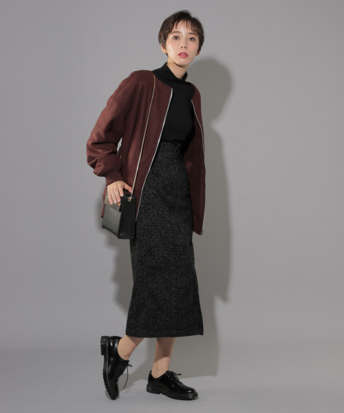 PAGEBOY（ページボーイ）の「ペイズリーチェックナロースカート（スカート・レディース・チャコールグレー/ブラック・SMALL/MEDIUM）」の4枚目の写真