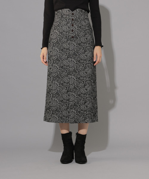 PAGEBOY（ページボーイ）の「ペイズリーチェックナロースカート（スカート・レディース・チャコールグレー/ブラック・SMALL/MEDIUM）」の6枚目の写真