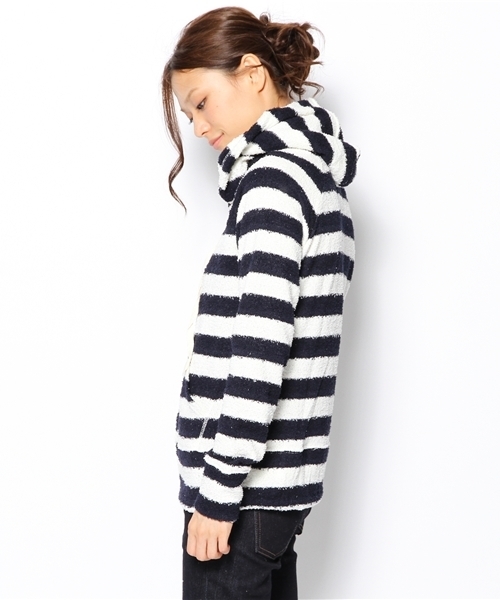 laule'a sunny side store(ラウレアサニーサイドストア)の「モコモコボーダージップアップパーカー(パーカー・レディース・ベージュ/グレー/ネイビー・FREE)」の5枚目の写真