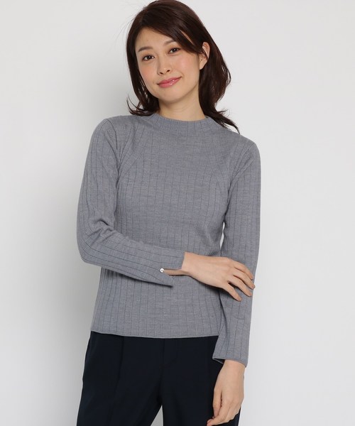 Sunauna(スーナウーナ)の「ワイドリブボトルネックニット(ニット/セーター・レディース・ブラック/グレー/オフホワイト・40/38/34)」の5枚目の写真