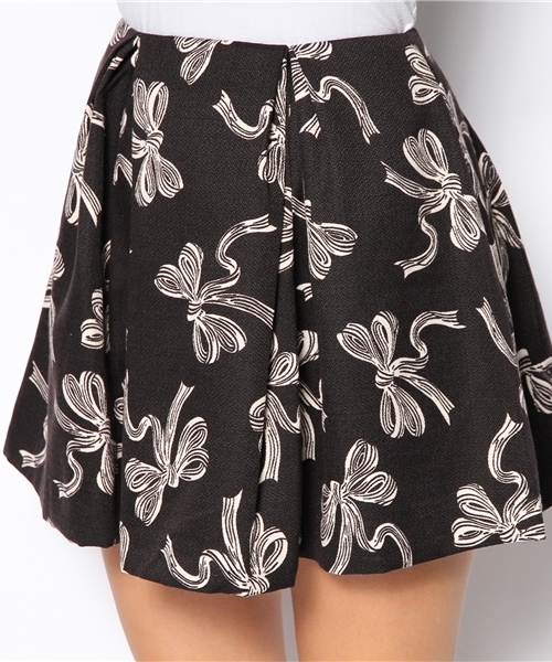 dazzlin（ダズリン）の「ﾘﾎﾞﾝﾌﾟﾘﾝﾄｽｶｰﾄ（スカート・レディース・ベージュ/ブラック/ネイビー・MEDIUM/SMALL）」の6枚目の写真