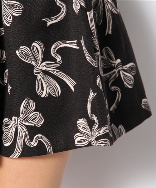 dazzlin（ダズリン）の「ﾘﾎﾞﾝﾌﾟﾘﾝﾄｽｶｰﾄ（スカート・レディース・ベージュ/ブラック/ネイビー・MEDIUM/SMALL）」の8枚目の写真