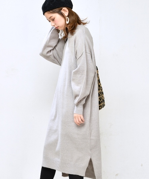 natural couture（ナチュラルクチュール）の「もちもちロングニットワンピ（ワンピース・レディース・ブラック/ダークブラウン/ピンク/トップグレー・FREE）」の2枚目の写真