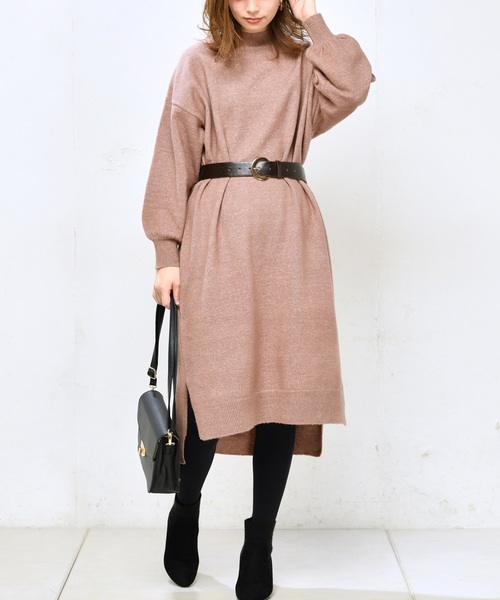 natural couture（ナチュラルクチュール）の「もちもちロングニットワンピ（ワンピース・レディース・ブラック/ダークブラウン/ピンク/トップグレー・FREE）」の18枚目の写真