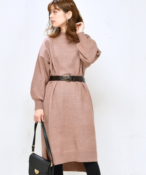 natural couture（ナチュラルクチュール）の「もちもちロングニットワンピ（ワンピース・レディース・ブラック/ダークブラウン/ピンク/トップグレー・FREE）」の19枚目の写真