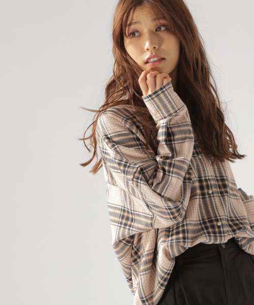 BAYFLOW（ベイフロー）の「チェックネルシャツ（シャツ/ブラウス・レディース・チャコール/ベージュ/パープル・SMALL/MEDIUM）」の12枚目の写真