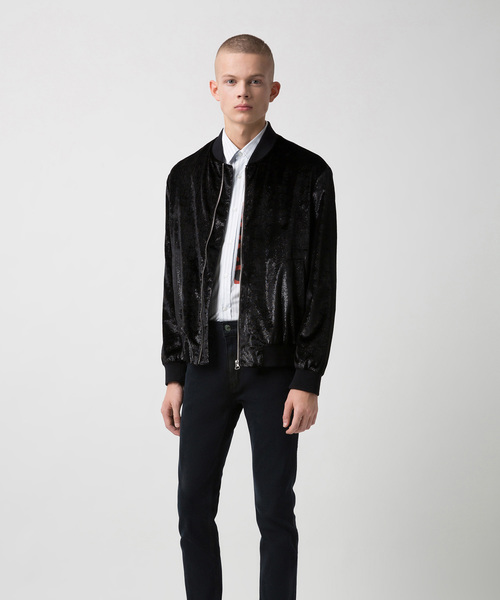 セール】スリムフィット ボンバー ジャケット イン メタリック