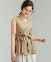 green label relaxing | CS スラブ Vネック ノースリーブ ブラウス(シャツ/ブラウス)