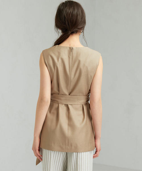 green label relaxing（グリーンレーベルリラクシング）の「CS スラブ Vネック ノースリーブ ブラウス（シャツ/ブラウス・レディース・ベージュ/レッド/ブラック・FREE）」の4枚目の写真