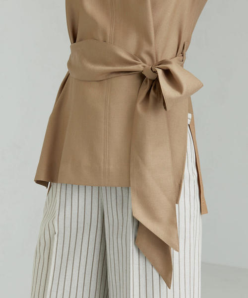 green label relaxing（グリーンレーベルリラクシング）の「CS スラブ Vネック ノースリーブ ブラウス（シャツ/ブラウス・レディース・ベージュ/レッド/ブラック・FREE）」の20枚目の写真