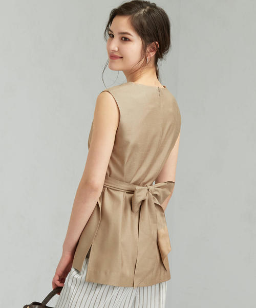 green label relaxing（グリーンレーベルリラクシング）の「CS スラブ Vネック ノースリーブ ブラウス（シャツ/ブラウス・レディース・ベージュ/レッド/ブラック・FREE）」の11枚目の写真